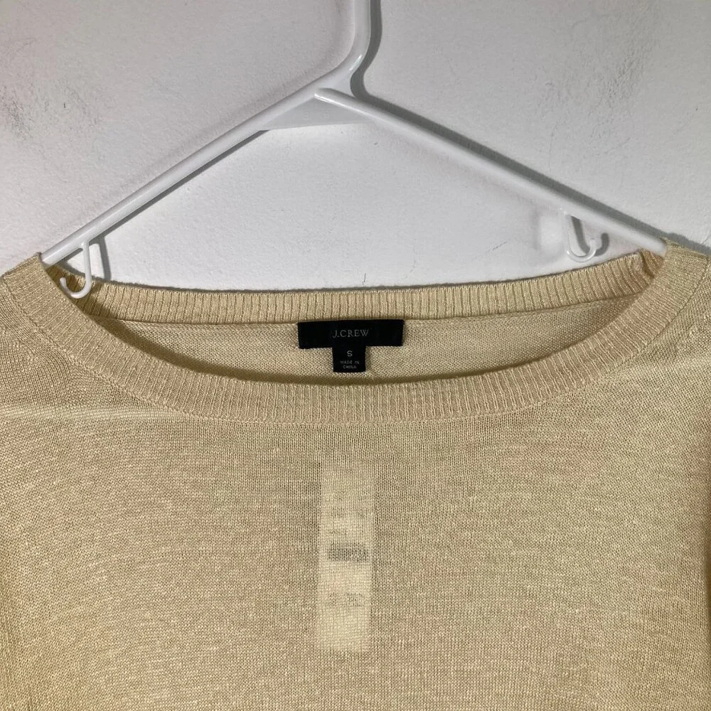Womens‎ J Crew Linen Sweater Round Neck Pale Yellow S Oversized NWT